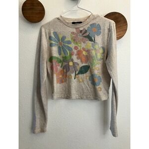 CIDER Round Neckline Floral Crop Top Lightweight Women's Size‎ Large